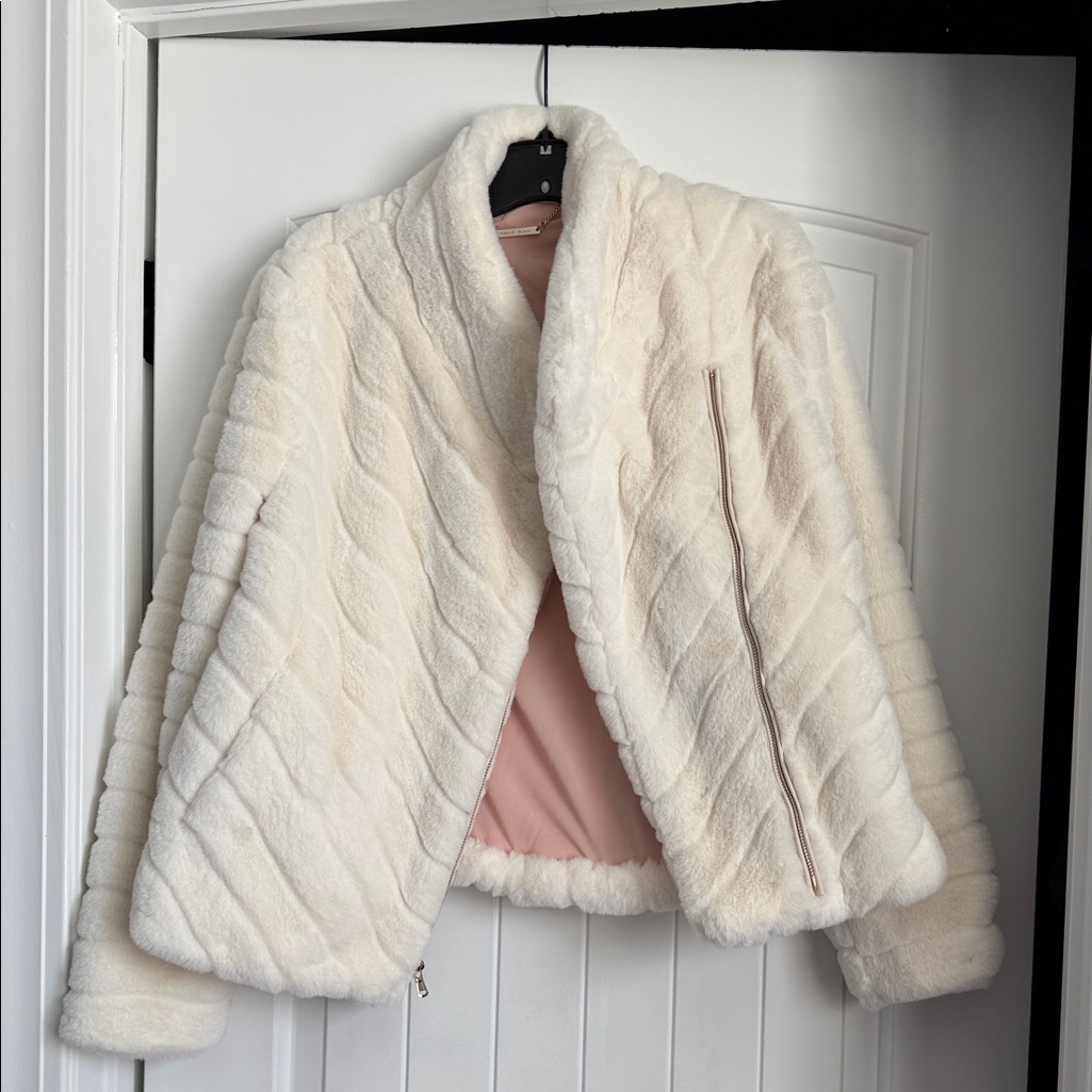 White House Black Market Cream Teddy Jacket